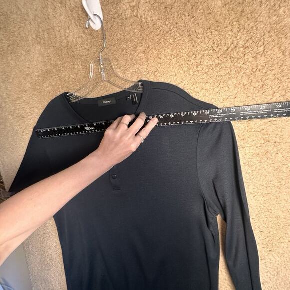 Theory Men's Snap Henley Black Modal Activate Jersey Sz XL Minimalist Casual EC - Picture 15 of 16